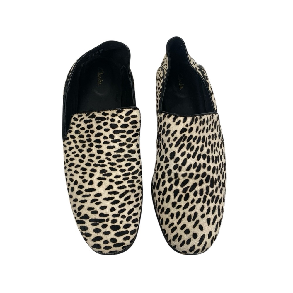 Clarks Women's Leopard-Print Slip-On Loafers in Black and Cream